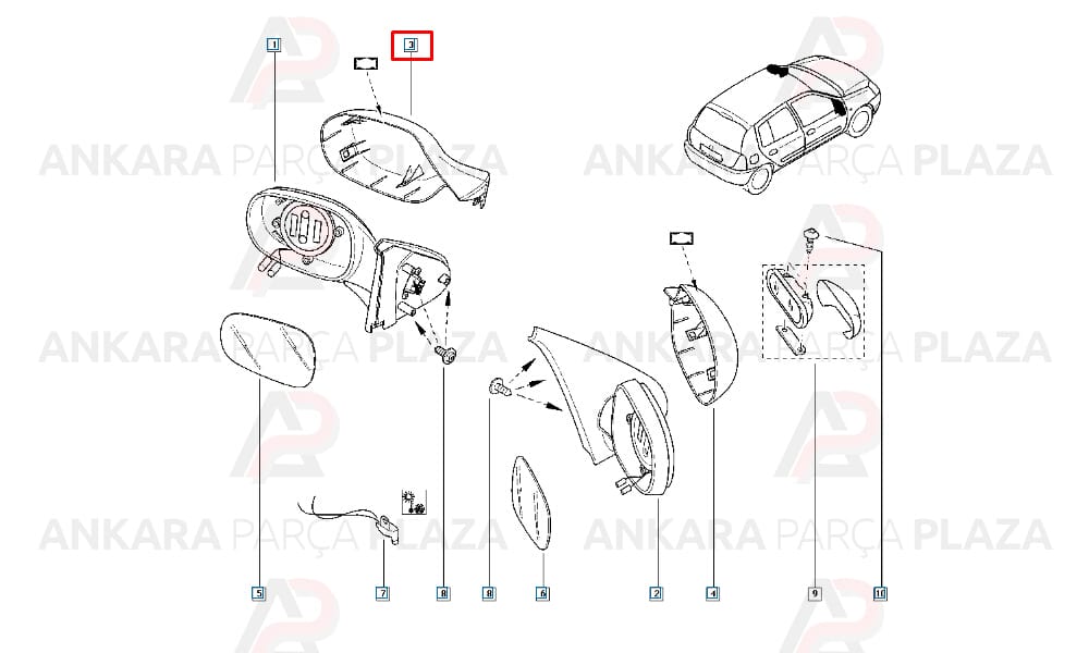 Clio, Symbol, Sedan Yan Ayna Kapağı Sol 2009 - 2012 Meydan