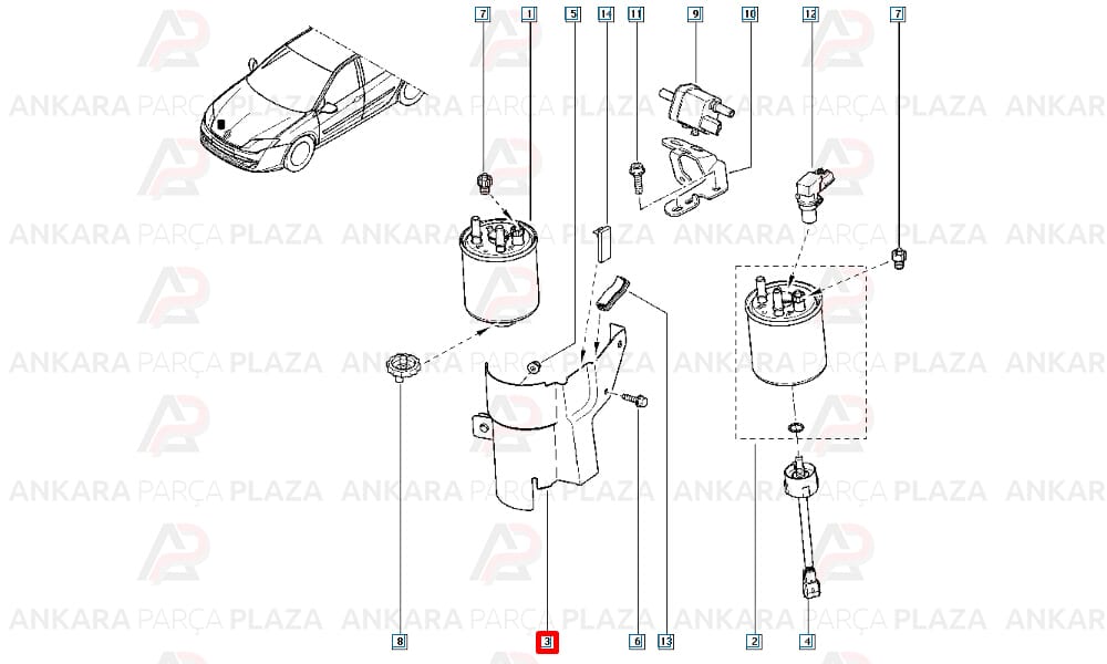 Mazot Filtresi Kangoo Laguna 3 1,5Dcı - 2,0Dcı - 3,0Dcı