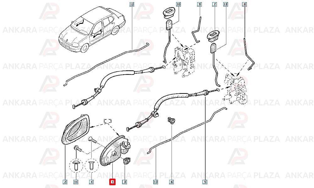 Kapı Iç Açma Kolu Sol Krom Clio Logan 2009 >