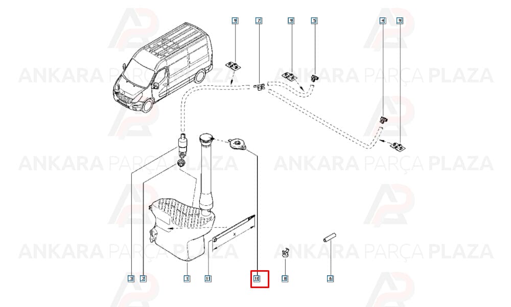 Renault Master 11 - 19 Ön Cam Su Bidonu - Deposu Kapağı