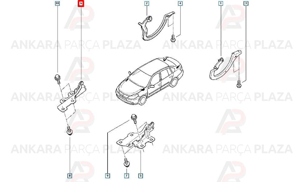 Motor Kaput Menteşesi Sağ Renault : Clio Symbol 2012>