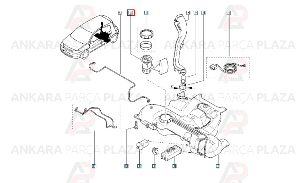 Alfa Romeo 33, Clio, Fluence, Megane 2 Yakıt Depo Şamandırası 2002 - 2009 Orijinal 8200689362