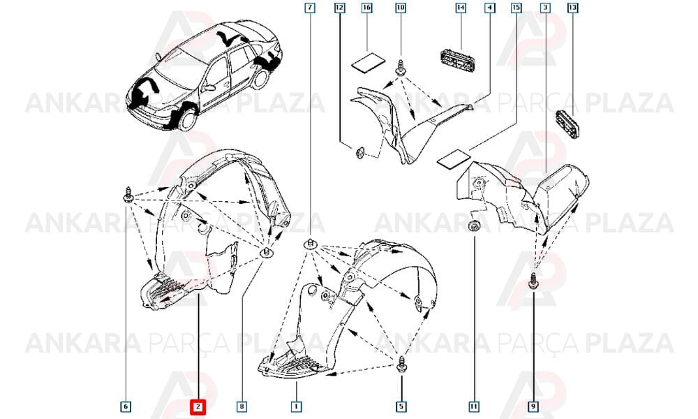 Clio Ön Çamurluk Davlumbazı Sağ 2009 - 2012 Arası Meydan