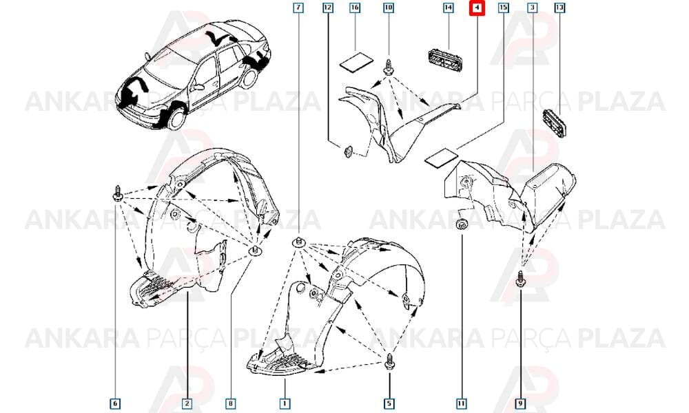 Symbol Arka Çamurluk Davlumbazı Sağ 2009 - 2012 Arası Meydan