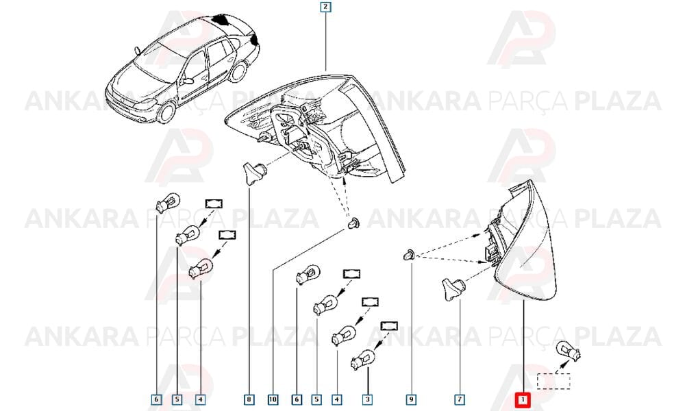 Clio Sedan Stop Lambası Duysuz Sol Pleksan