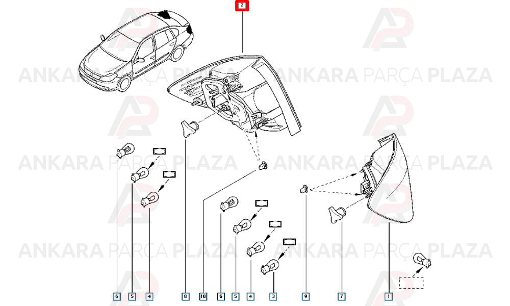 Clio Symbol Thalia Stop Lambası Duysuz Sağ Pleksan
