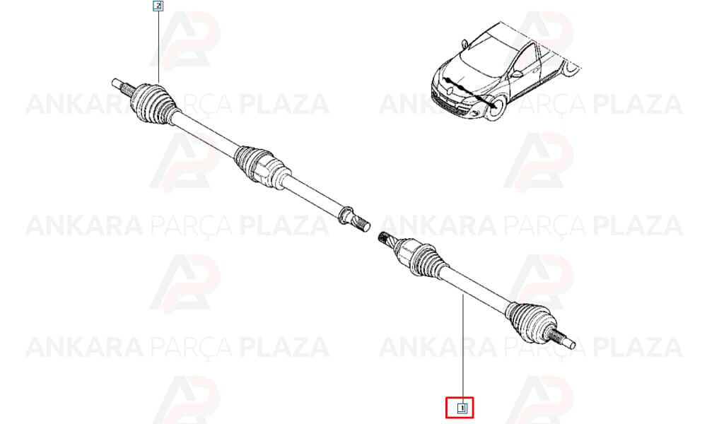 Ön Aks Komple Sol Fluence 1,5Dcı 16V 5 Vites 2009 > Ölçü : 25X26X53X688