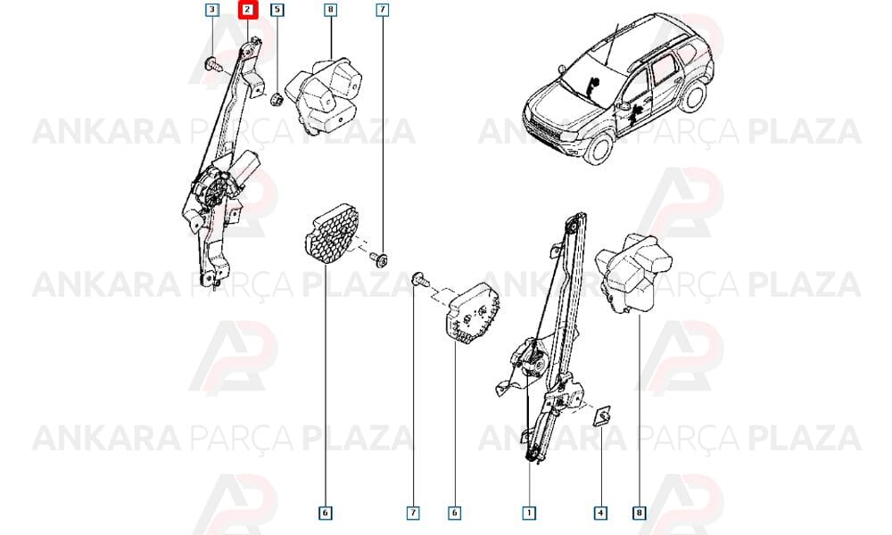 Dacia Duster, Sandero Cam Krikosu Ön Sağ Elektrikli Seger