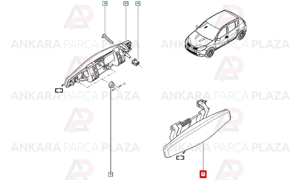 Dış Kapı Kolu Clio Symbol Duster Sandero Lodgy Ön Veya Arka Sol