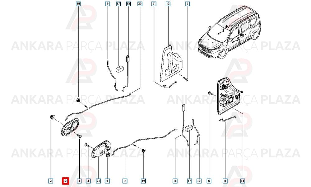 Duster 10 - 17 Ön Kapı İç Açma Kolu Sağ Elceği Siyah 8200733847