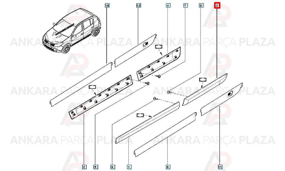 Sandero 09 - 12 Arka Kapı Bandı Sağ Geçmeli Tip 8200735133