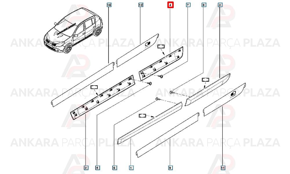 Sandero 09 - 12 Arka Kapı Bandı Sol Geçmeli Tip 8200735135