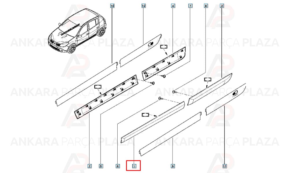 Sandero 09 - 12 Ön Kapı Bandı Sağ Geçmeli Tip 8200735137