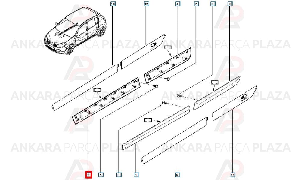 Sandero 09 - 12 Ön Kapı Bandı Sol Geçmeli Tip 8200735139