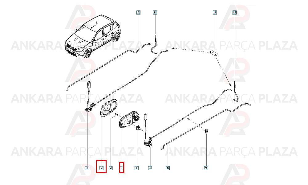 Kapı İç Açma Kolu Sol Logan Sandero Duster Lodgy Dokker Krom