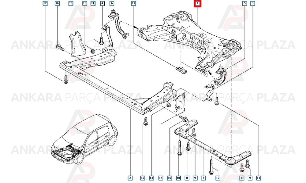 Megane 2 03 - 09 Motor Beşiği Arka Beşik 8200742904