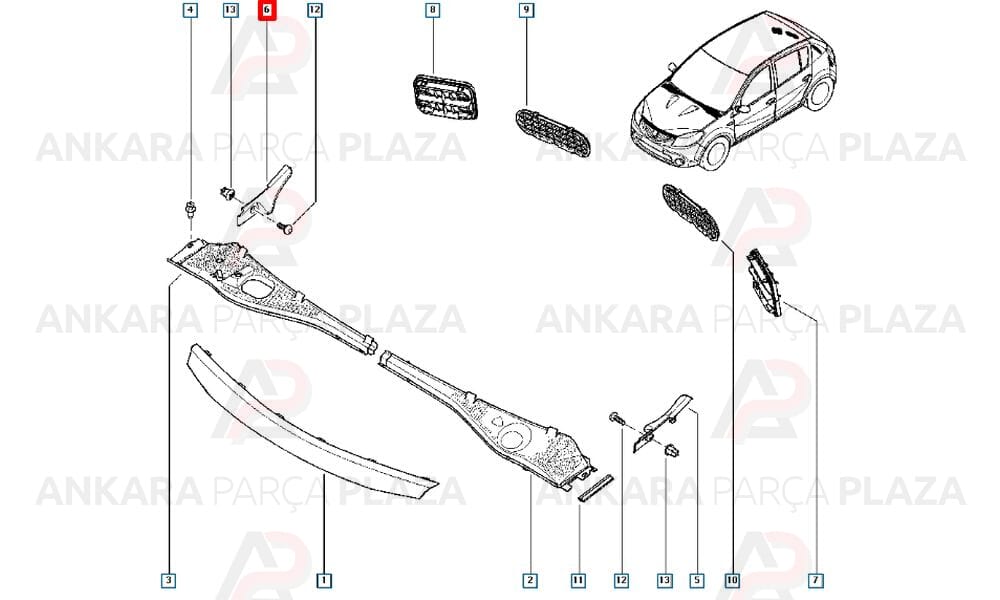 Logan Sandero Sağ Cam Havalandırma Izgarası Yan Kapağı Orijinal 8200763647