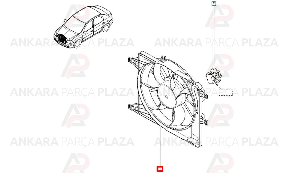 Dacia Logan 06>, Sandero 08> Fan Motoru Davlumbazlı Kale