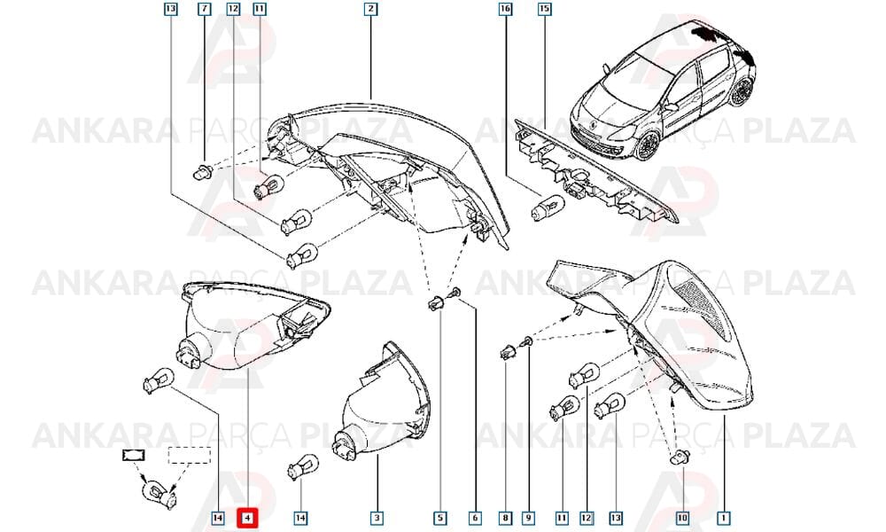 Clio 3 Sis Farı Arka Sağ 2009 - 2012 Meydan