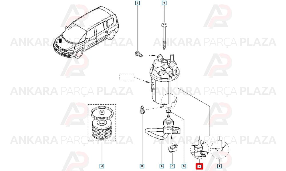 Komple Mazot Filtresi Laguna 2 Bg0G 1.9 Dci