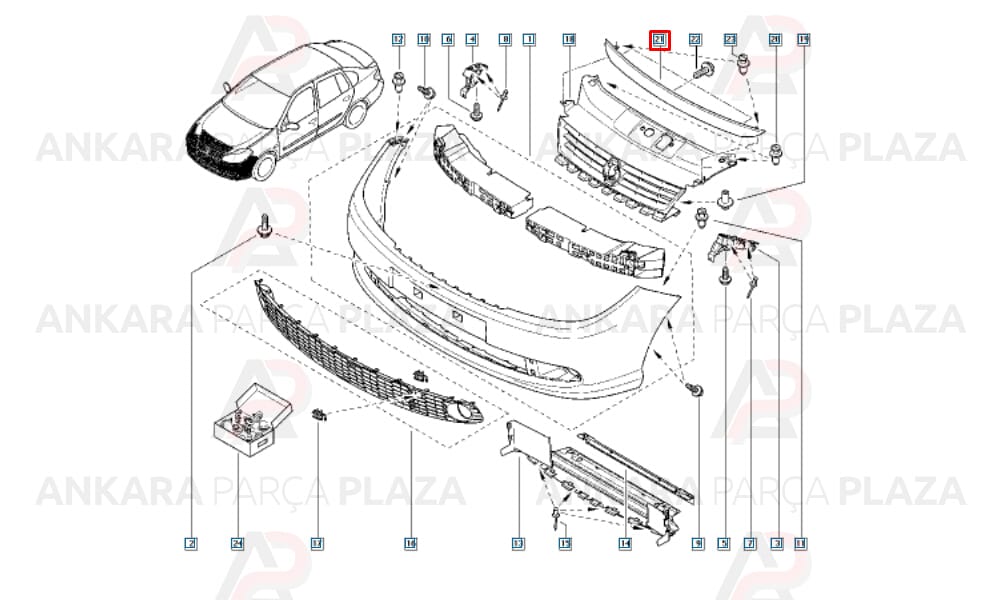 Ön Panjur Çıtası Clio Symbol Sedan Thalia 2009 - 2012