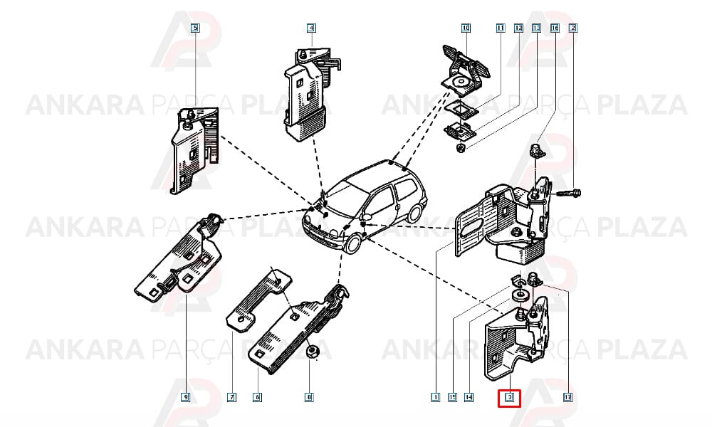 Sol Kapı Alt Menteşe Twingo 8200803410