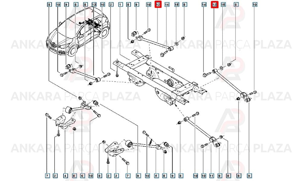 Duster 4X2 - 4x4 Arka Viraj Denge Kolu Orijinal 8200839119