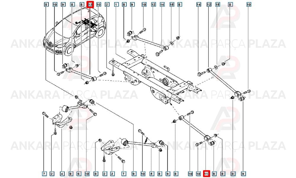 Duster 4X2 - 4X4 Arka Viraj Denge Kolu Sol 8200839124
