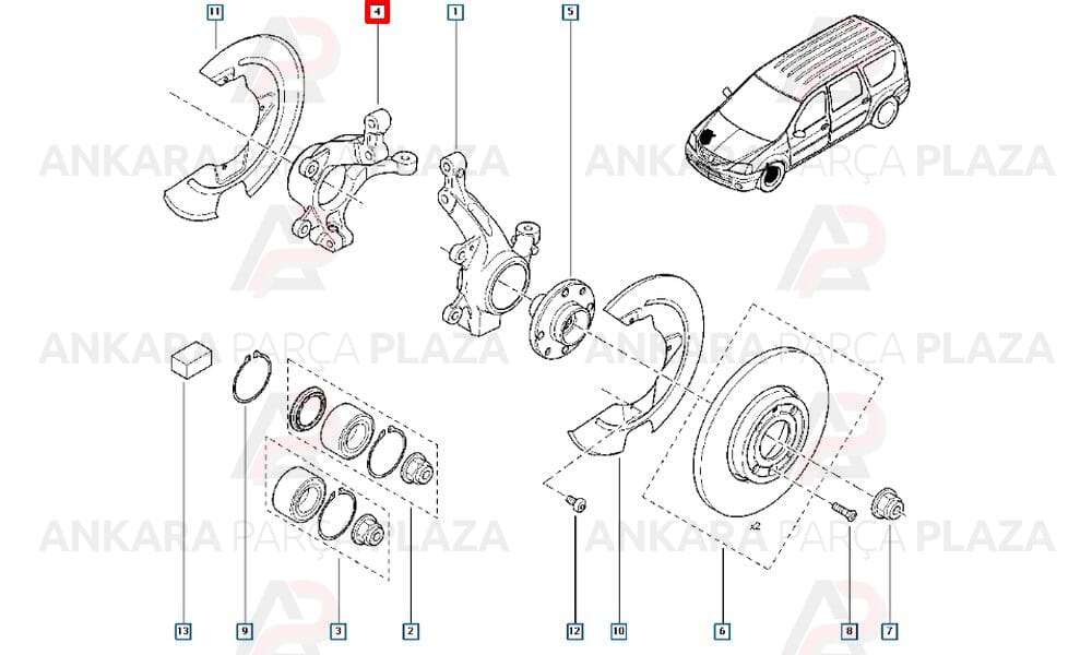 Dacia Logan Ön Sağ Aks Taşiyici Orijinal 8200898655