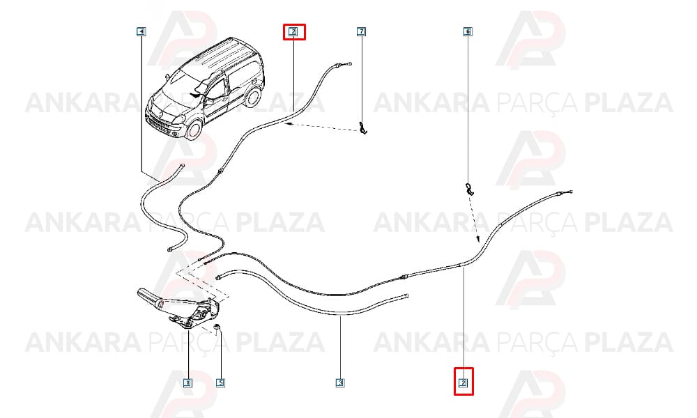 Renault Kangoo 2 08-> El Fren Teli Kampanalı Cavo