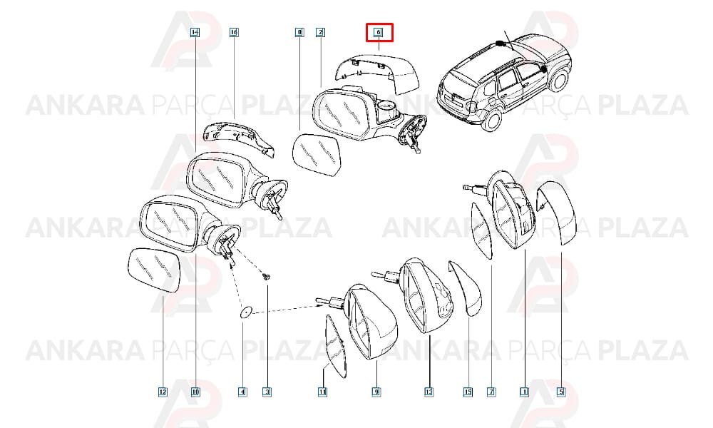 Duster Yan Ayna Kapağı Sol Orijinal 8200947342