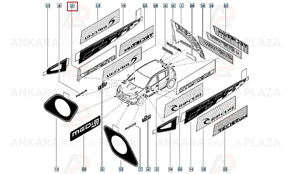 Stepway Yazı Sandero Stepway E.M Şablonlu Sağ Ön Kapı