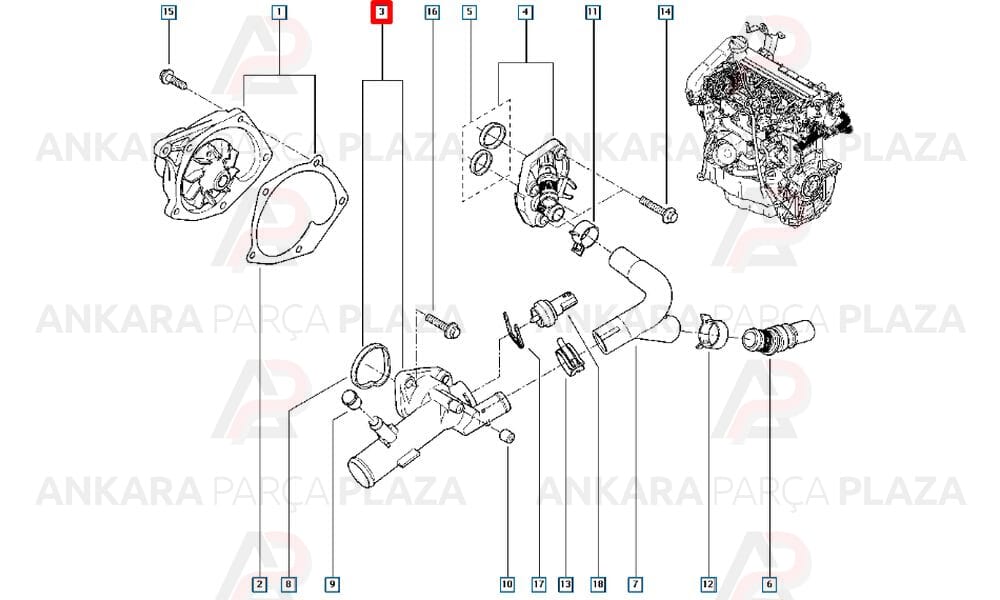 Kangoo Clio Logan Duster Fluence 1.5Dcı Termostat Orijinal 8200954288