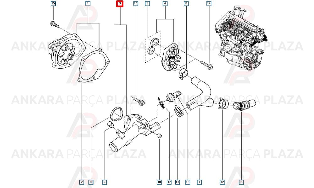 Captur Dokker Kangoo Clio 3 Megane 2 1.5 Dcı Termostat Orijinal 8200954289