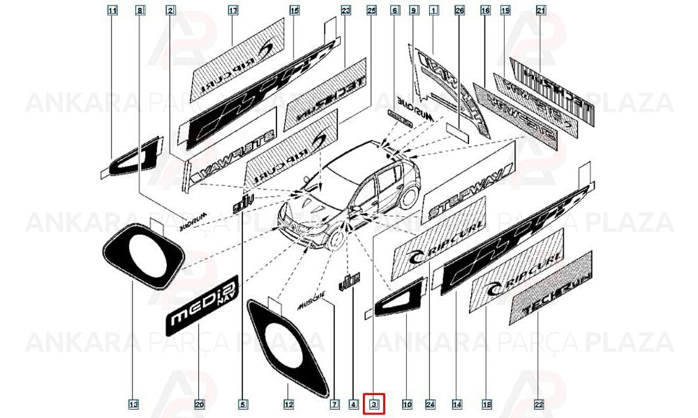 Stepway Yazısandero Stepway E.M Şablonlu Sol Ön Kapı