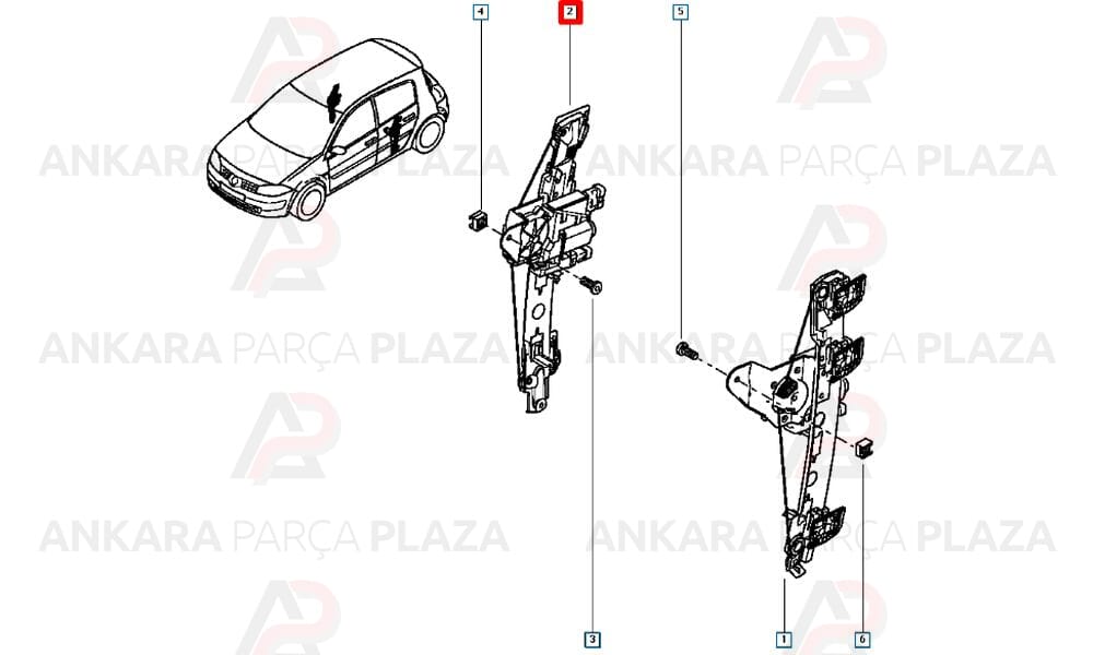 Megane 2 Cam Krikosu Arka Sağ Elektrikli Motorlu Orijinal 8201010921