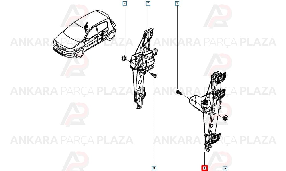 Megane 2 Cam Krikosu Arka Sol Elektrikli Motorlu Orijinal 8201010924