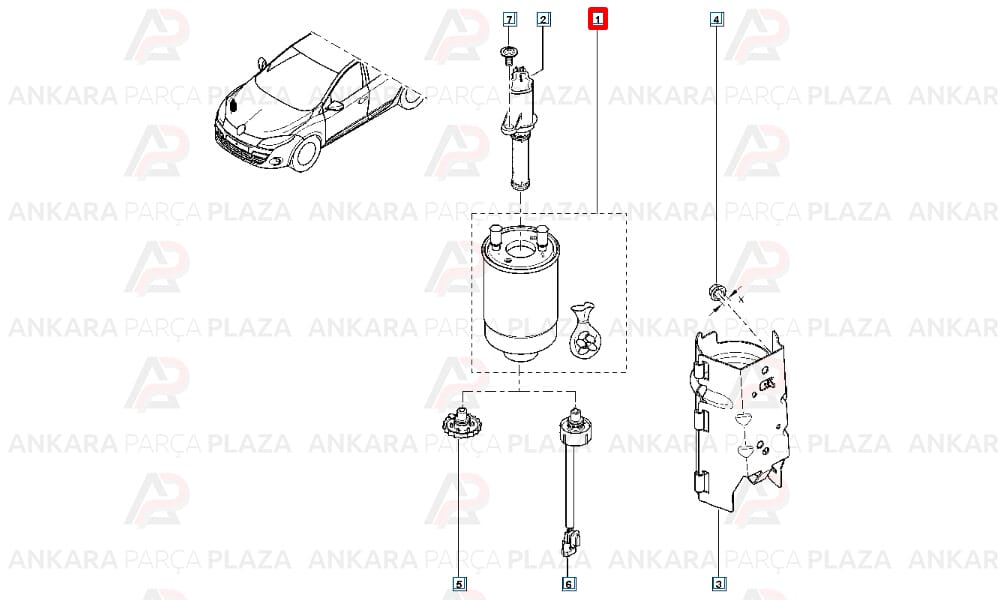 Yakıt Filtresi Mazot Megane 3 Fluence Laguna 3 Scenic 3 1.5Dcı