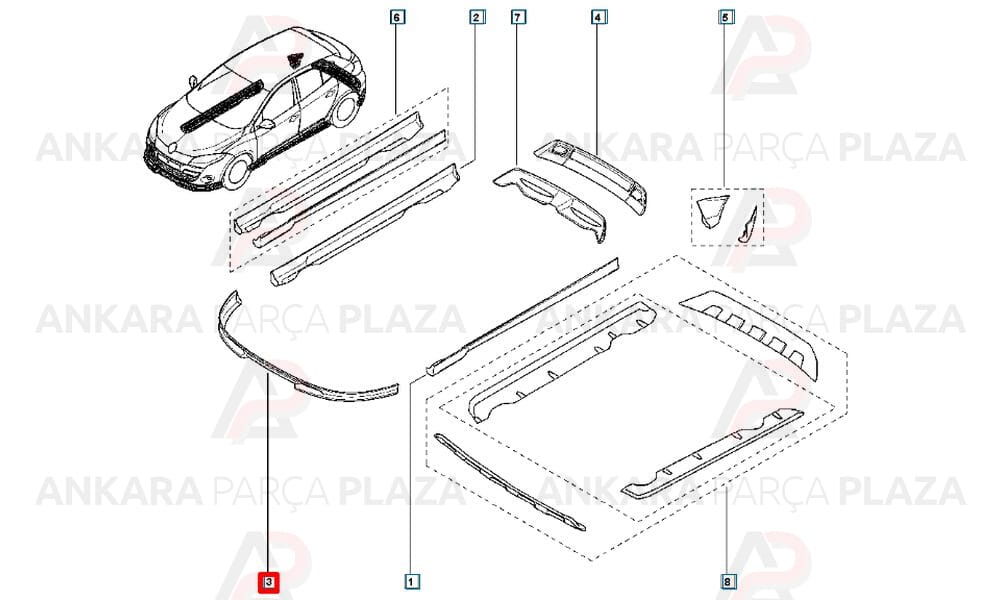 Megane 3 Tampon Spoileri Ön Orijinal 8201276189