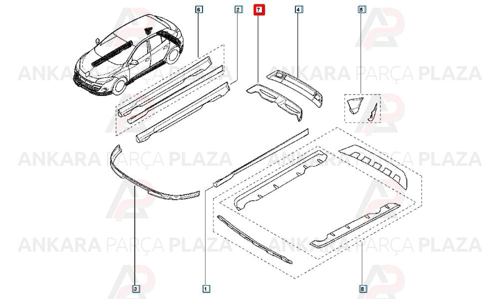 Megane 3 Hatchback Tampon Spoileri Arka Orijinal 8201276198