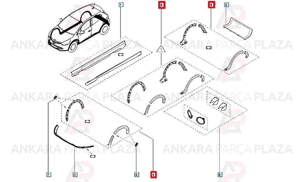Clio 4 Arka Çamurluk Giydirmesi Sportif Kit Orjinal 8201498977