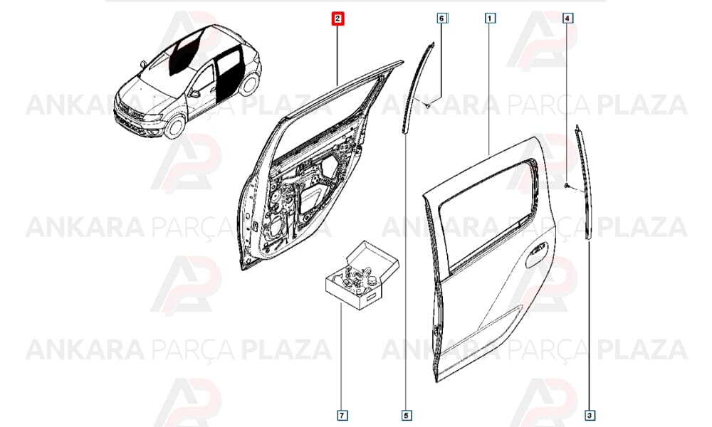 Sandero 13 - 20 Arka Kapı Komple Sağ 821002434R