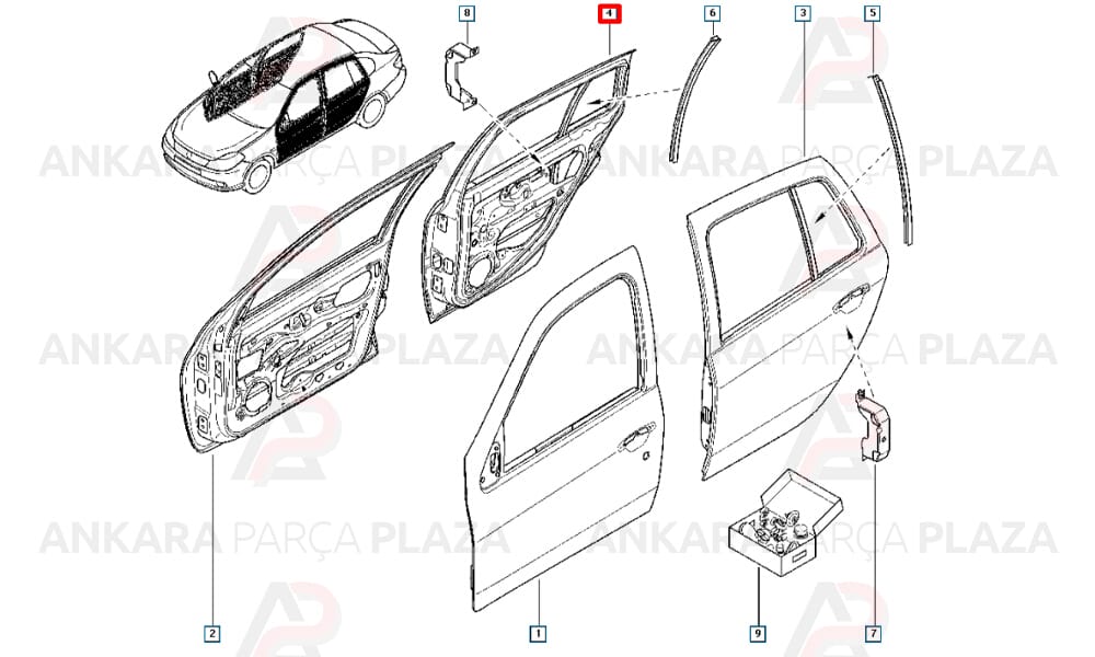 Clio Symbol Sedan 09 - 12 Arka Kapı Komple Sağ 821004545R