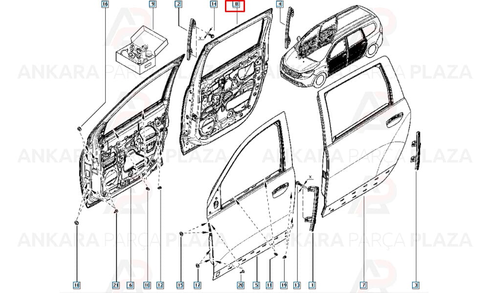 Lodgy 12 - 20 Arka Kapı Komple Sağ 821006397R
