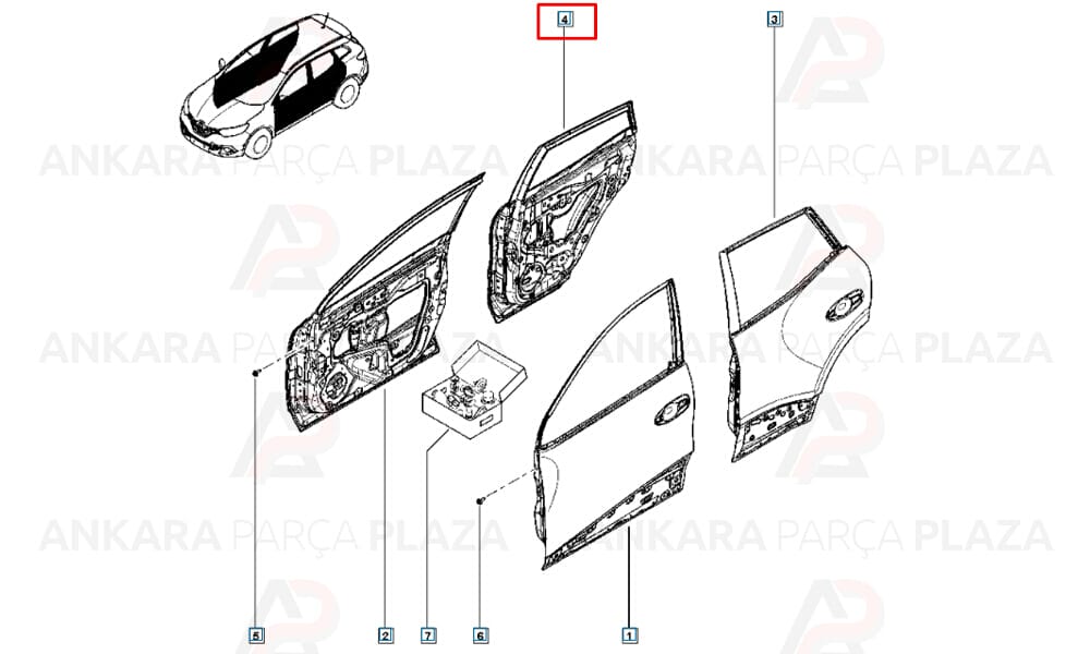 Renault Kadjar 2015 - 2021 Arka Kapı Sağ 821006554R