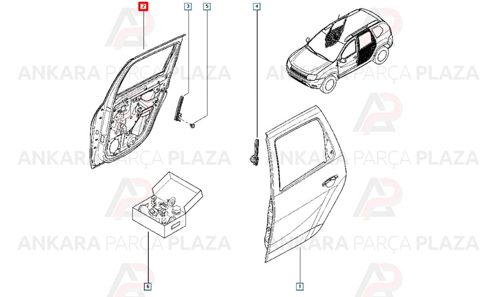 Duster 10 - 17 Arka Kapı Komple Sağ 821007807R