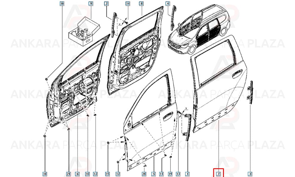 Lodgy 12 - 20 Arka Kapı Komple Sol 821017193R