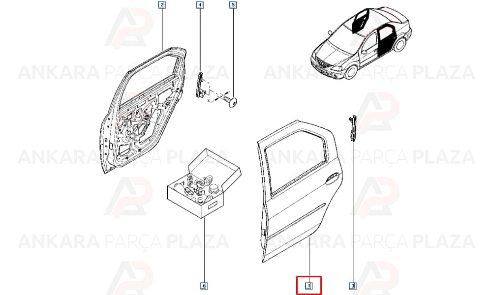Logan 04 - 08 Arka Kapı Komple Sol Çekomastikli 821017311R