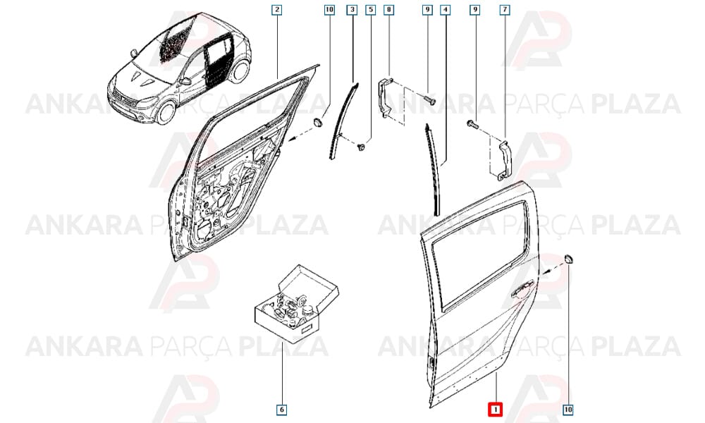Arka Sol Kapı Sandero B90 6001551302
