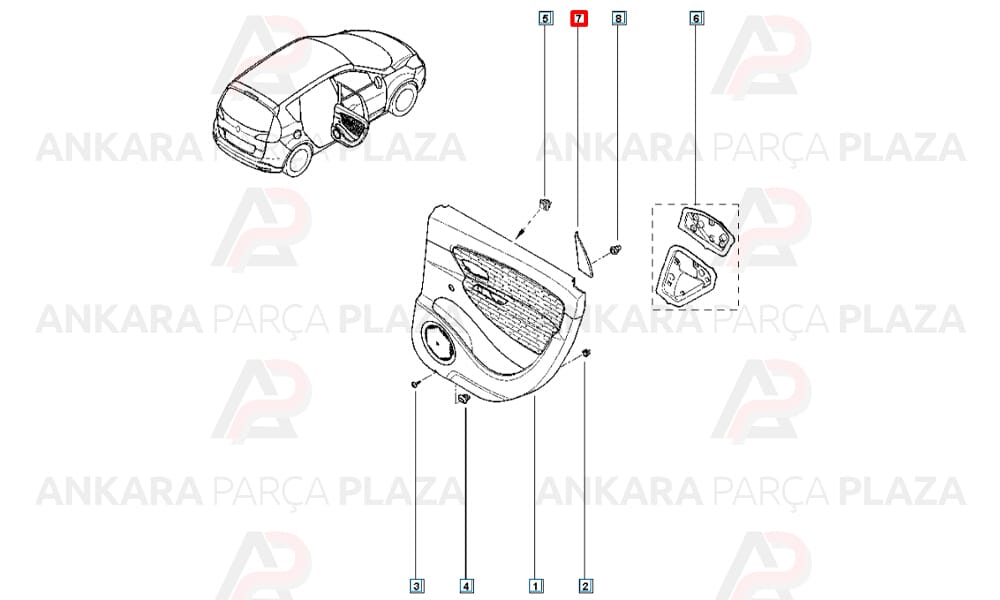 Megane 3 Sağ Arka Kapı Köşe İç Bakaliti Orijinal 822740138R
